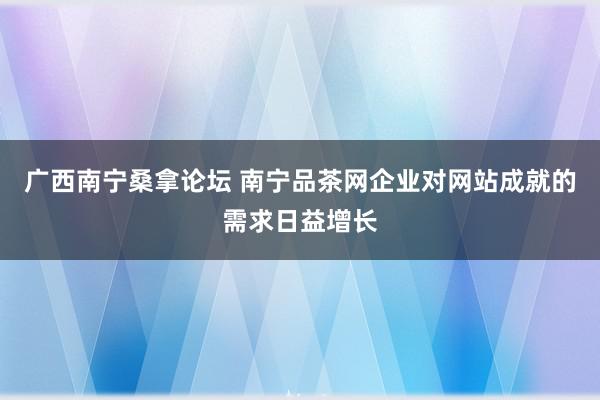 广西南宁桑拿论坛 南宁品茶网企业对网站成就的需求日益增长